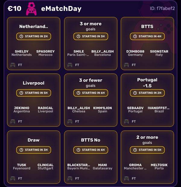 A eMatchDay card